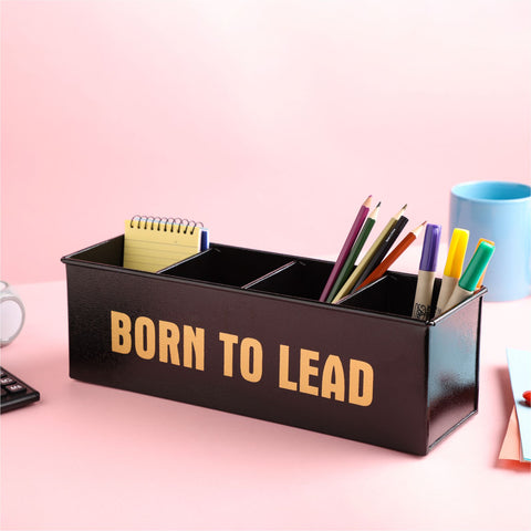 Dudki Born To Lead Metal Office Desk Organizer