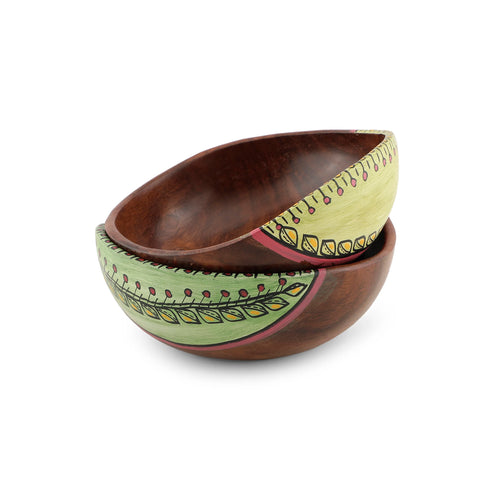 Dudki Wooden Bowls for Elegant Dining Set of 2