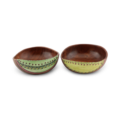 Dudki Wooden Bowls for Elegant Dining Set of 2