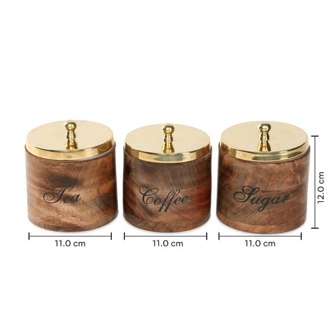 Dudki Wooden Tea, Coffee, Sugar Canister Set