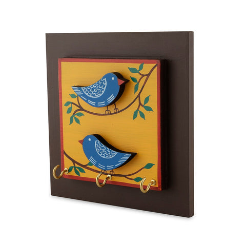 Dudki 2 Birds Wooden Key Holder