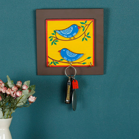 Dudki 2 Birds Wooden Key Holder