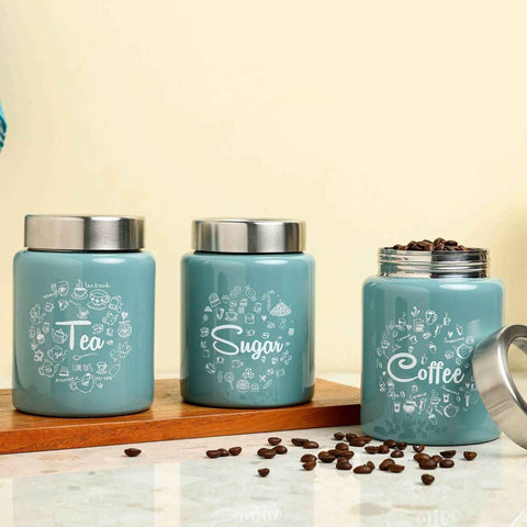 Iconic Tea Sugar Coffee Container Set-Of-3