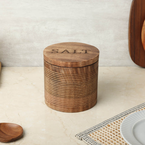 Dudki Wooden Textured Salt Box