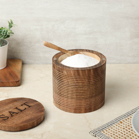 Dudki Wooden-Textured Salt Box