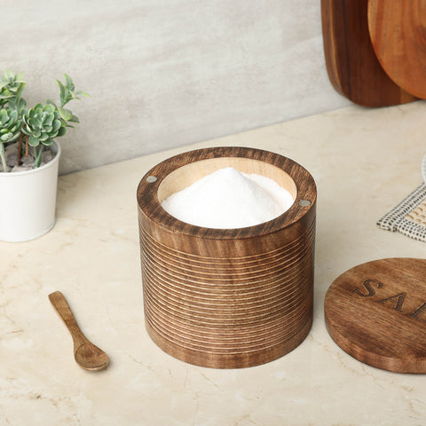 Dudki Wooden Textured Salt Box