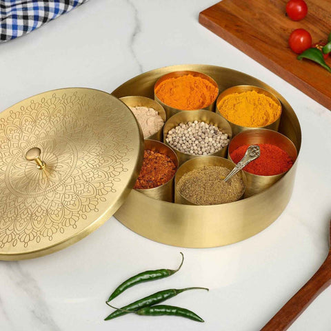 Dudki 7-in-1 Brass Spice Box