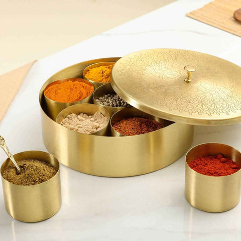 Dudki 7-in-1 Brass Spice Box