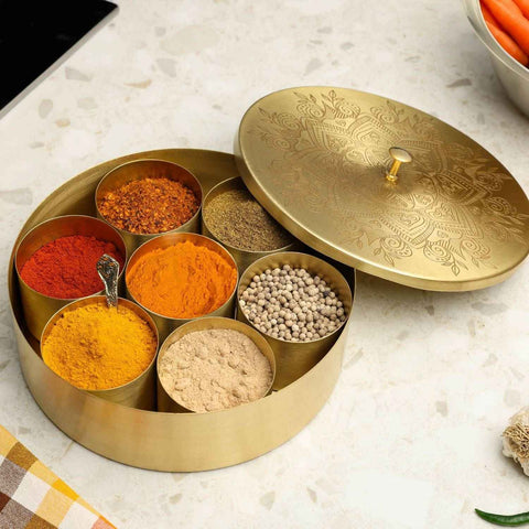 Dudki 7-in-1 Brass Spice Box