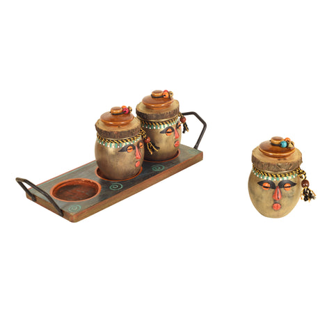 Happy Tribals Storage Jars & Handcrafted Tray