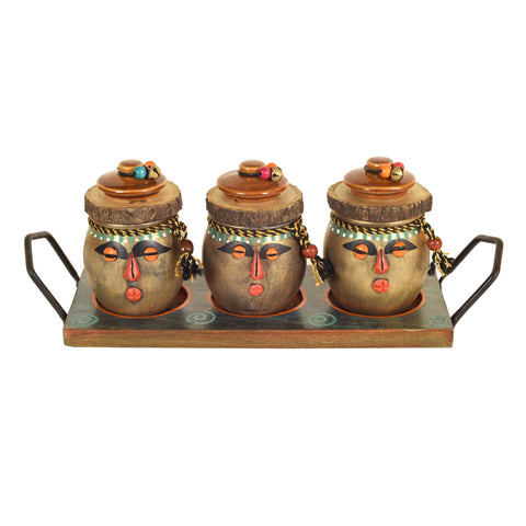 Happy Tribals Storage Jars & Handcrafted Tray