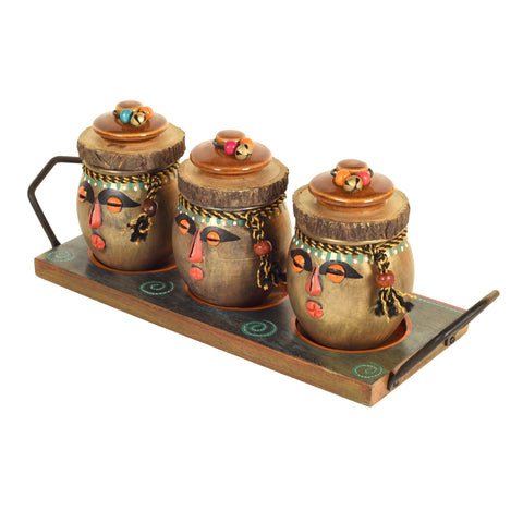 Happy Tribals Storage Jars & Handcrafted Tray