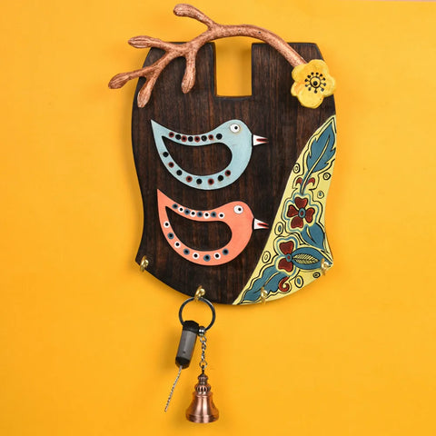 Handcrafted Tribal Art Bird Keys Holder