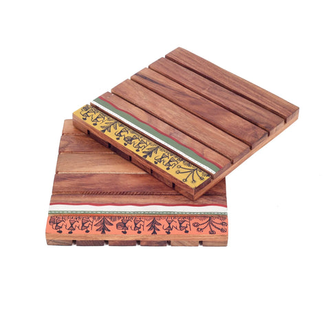 Rustic Square Wooden Trivets S02 (6x6x1.5)